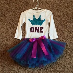 First birthday onesie and tulle skirt